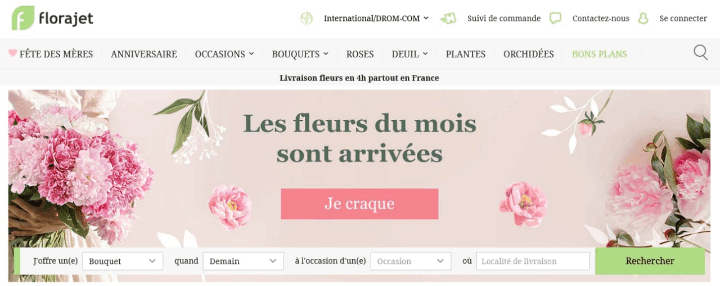 Florajet, le meilleur site de livraison de fleurs en quelques clics